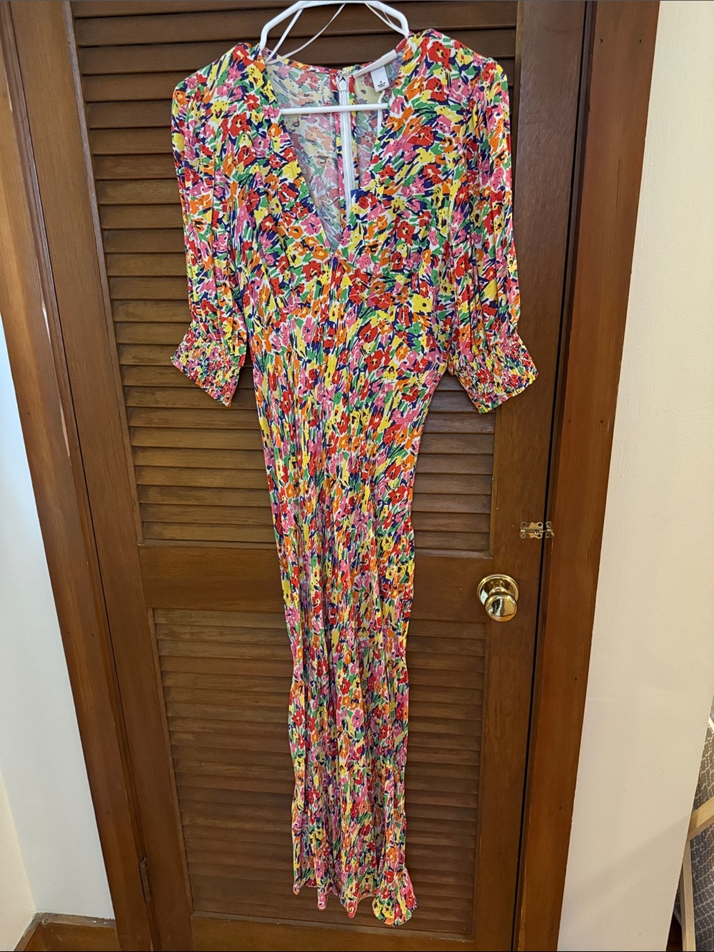 RIXO Multicolor Floral V-Neck Maxi Dress